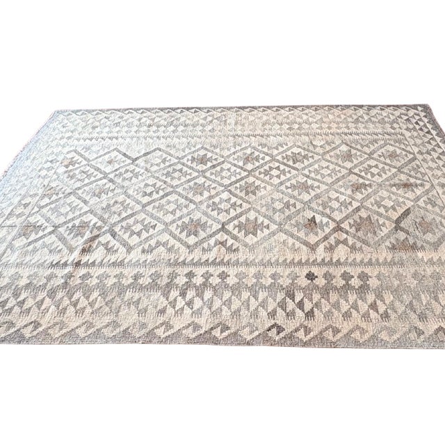 Large Handwoven Wool Kilim Rug with Geometric Pattern, 1990s For Sale - Image 3 of 8
