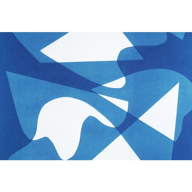2020s 2026, Mid Century Modern Shapes, the Glass House, Handmade Unique Monotype Cyanotype on Watercolor Paper For Sale - Image 5 of 8