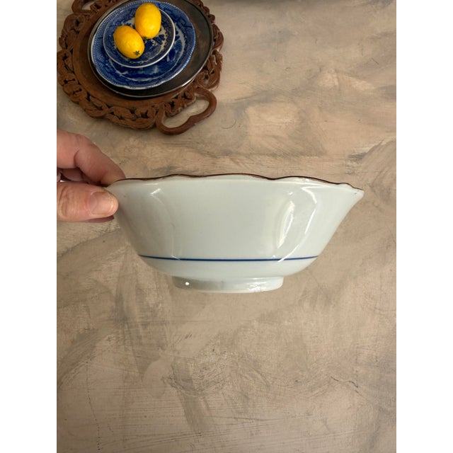 Andrea by Sadek Blue and White Chinoiserie Bowl 7.5 Inch Decorative Porcelain Dish For Sale - Image 4 of 11