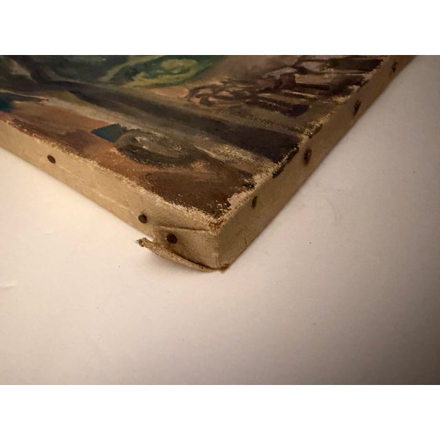 1940s Beautiful Wpa Social Realism Style Vintage Landscape Painting For Sale - Image 5 of 17