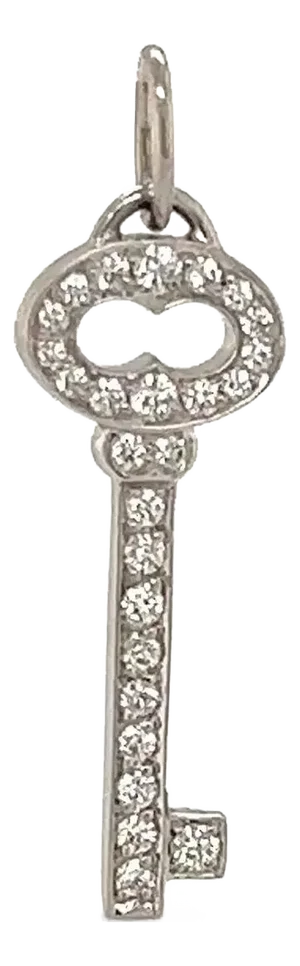 Tiffany & Co. Diamond Platinum Mini Oval Key Charm Pendant