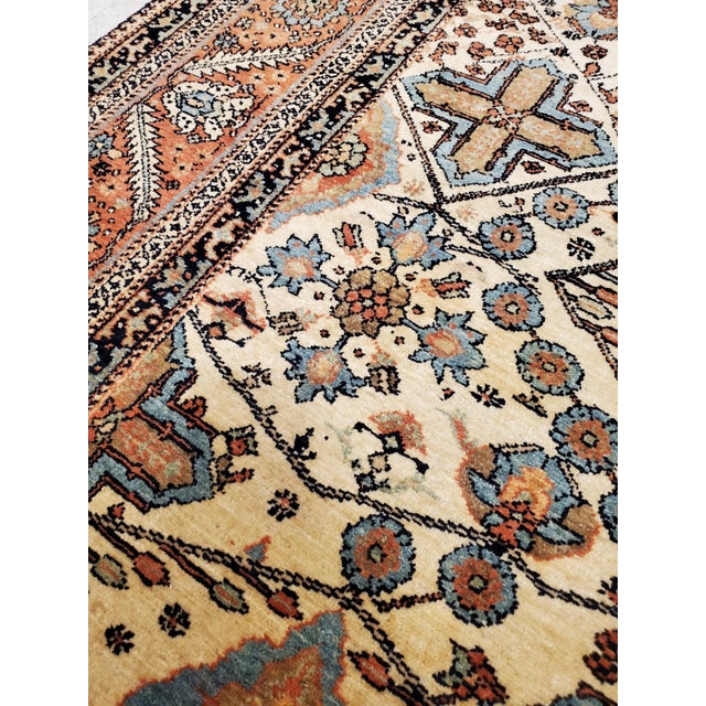 Textile Antique Persian Bakhshaish Carpet, Handmade Wool Rug, Ivory and Rust For Sale - Image 7 of 18