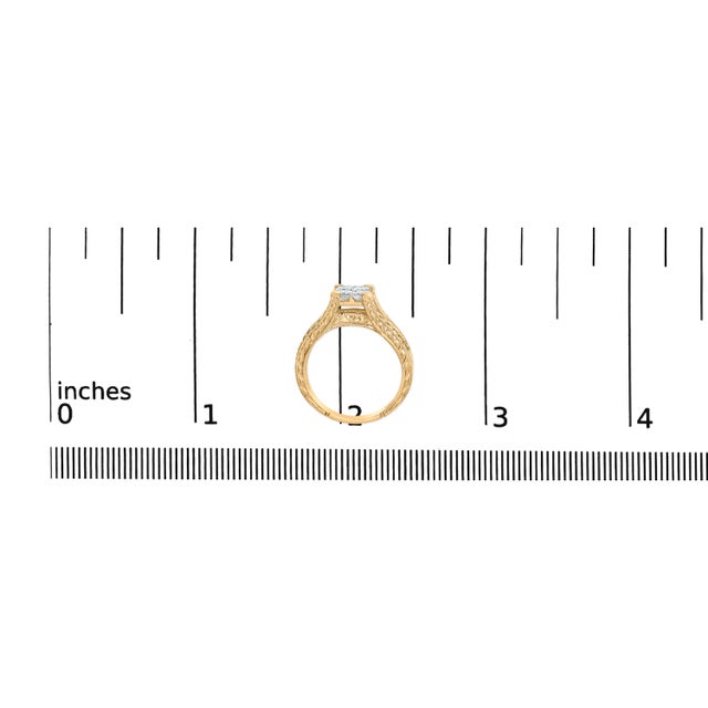 14K Yellow Gold 1.0 Cttw Princess Composite Diamond Engagement Ring (G-H Color, VS1-VS2 Clarity) - Size 7 For Sale In New York - Image 6 of 6