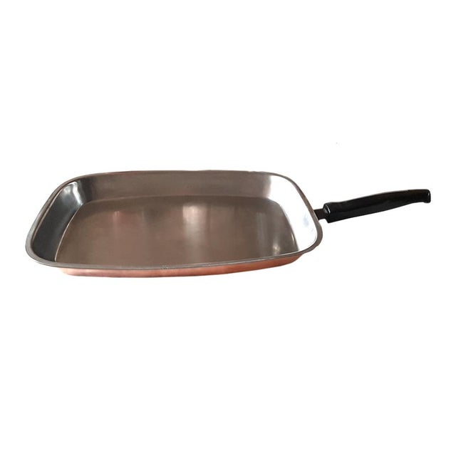 Mid-Century Modern Large Copper Stainless Fish Frying Pan from Spring Culinox, Switzerland For Sale - Image 3 of 10