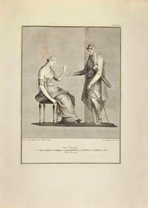 Ferdinando Campana, Lady and Archer, Etching, 18th Century