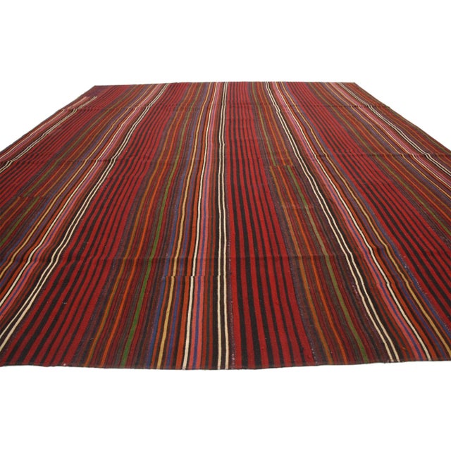 Vintage Turkish Striped Kilim Rug - 09'10 X 12'05 For Sale - Image 4 of 6