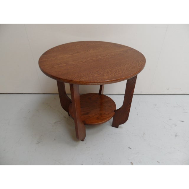 Art Deco Round Oak Coffee Table, 1920s For Sale - Image 8 of 10