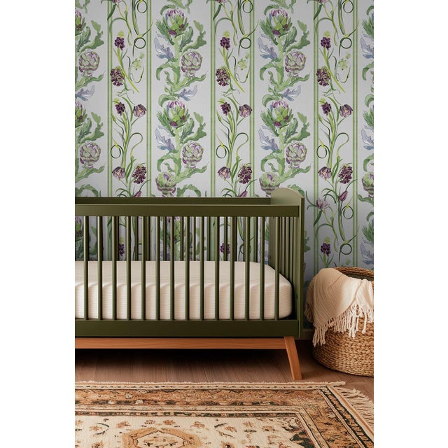 Not Yet Made - Made To Order Artichoke Stem Stripe Grasscloth Wallpaper by House Party | Terra Verde | 6 Yards For Sale - Image 5 of 9
