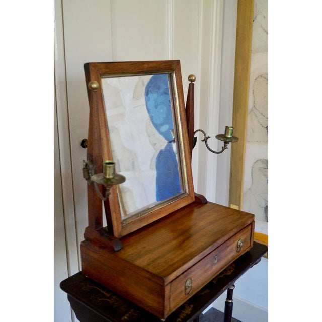 Late 19th century mahogany dressing mirror from England Special dressing mirror with one drawer and two candles Mahogany...