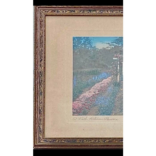 American 1920s Wallace Nutting’s Hand-Tinted Photograph “A Path Between Flowers” For Sale - Image 3 of 4