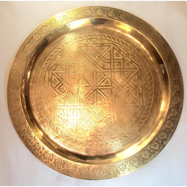 Vintage Moroccan HandHammered Brass Tabletop/Tray Chairish