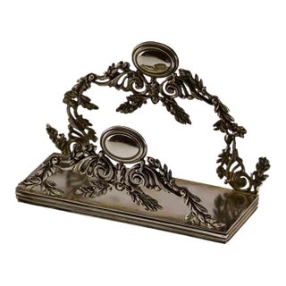 1990s Sterling Napkin Holder With Garland and Cartouche For Sale