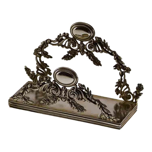 1990s Sterling Napkin Holder With Garland and Cartouche For Sale