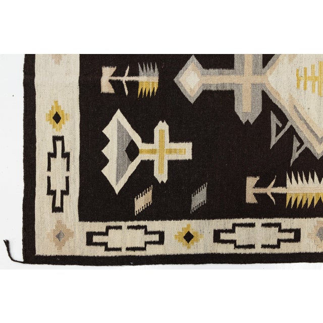 Modern Navajo Style Hand-Woven Wool Rug With Geometric Diamond Motif For Sale - Image 11 of 11