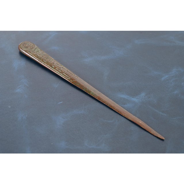 Tiffany Studios New York Zodiac Pattern Bronze Letter Opener For Sale - Image 11 of 11