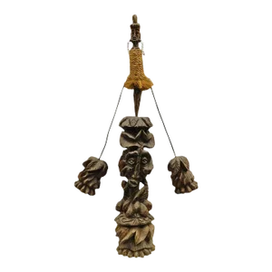 Late 20th Century Primitive Carved Wood Figural Tiki Totem Kinetic Wobbly Balancing Art Sculpture