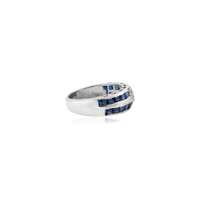 Not Yet Made - Made To Order Modern 2.1 Carat Blue Sapphire & Diamond Statement Dome Band in 925 Silver - Size 6.5 For Sale - Image 5 of 11