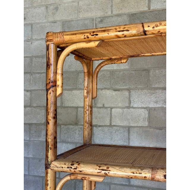 Wood 1980s Bamboo, Rattan, and Cane British Colonial Style Shelf For Sale - Image 7 of 12