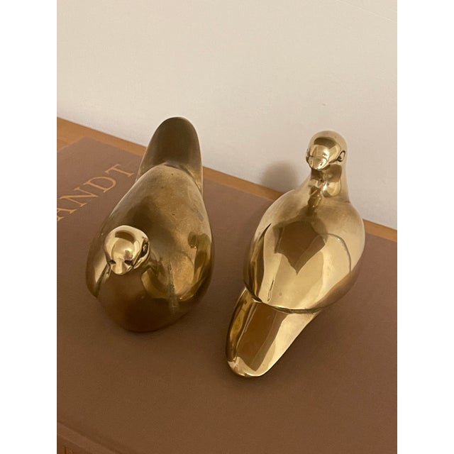 Metal Mid-Century Modern Brass Doves For Sale - Image 7 of 12