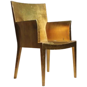 Vintage Karl Springer Style Jmf Applied Gold Leaf Armchair (Gilt)