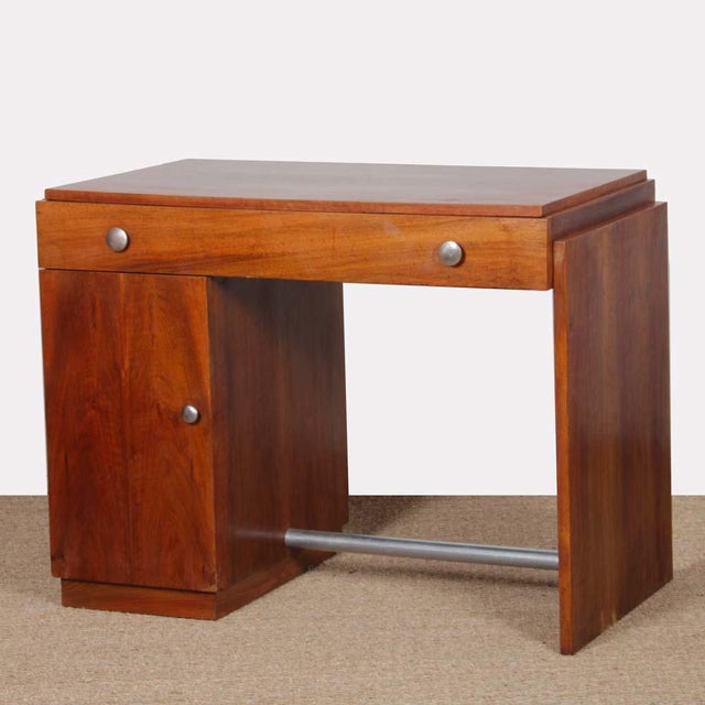 Brown Modernist Wooden Desk, 1940s For Sale - Image 8 of 8