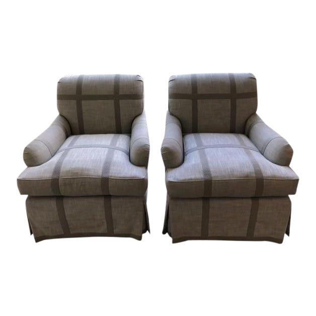 Gray Custom Upholstered Club Chairs A Pair Chairish