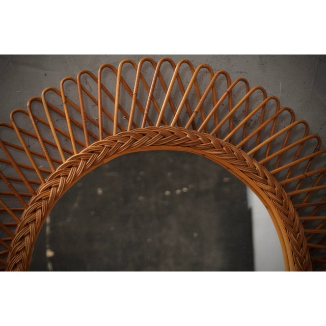 Wood Mid-Century Modern Rattan Wall Mirror from Olaf Von Bohr, Italy, 1960s For Sale - Image 7 of 10