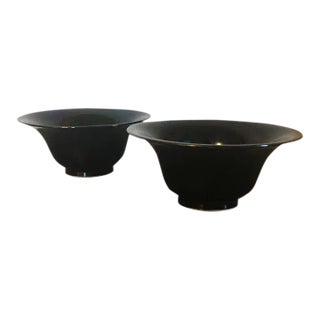 Antique 18th/19th Century Monochrome Chinese Porcelain Bowls with Aubergine Glaze - A Pair For Sale