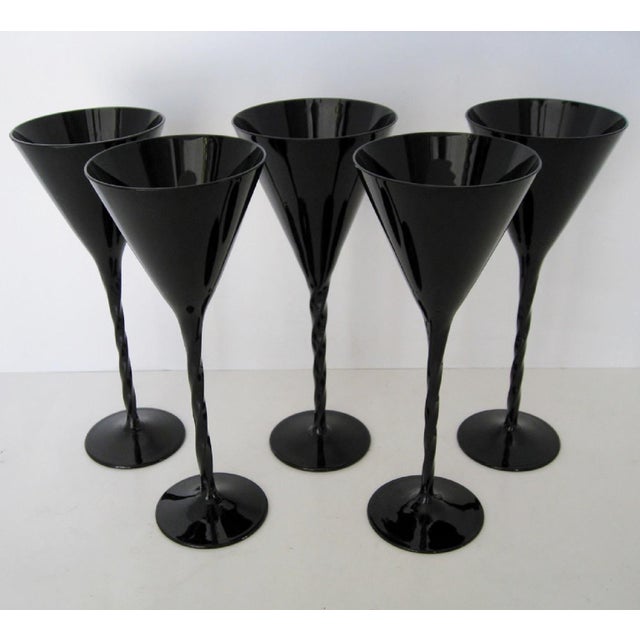 Black Glass Stemware Set of 5 Chairish