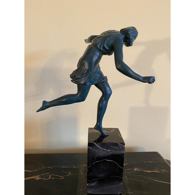 Art Deco Pierre Le Faguays 1930's French Art Deco Bronze of a Young Girl With a Ball For Sale - Image 3 of 5