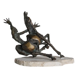 Fernando Mario Paonessa, Horse Sculpture, 1980s, Bronze and Travertine For Sale
