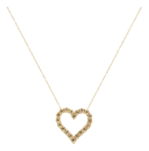 10K Yellow Gold Flashed .925 Sterling Silver 1/2 Cttw Champagne Diamond Miracle Plate Heart Pendant Necklace (K-L Color, I1-I2 Clarity) - 18"