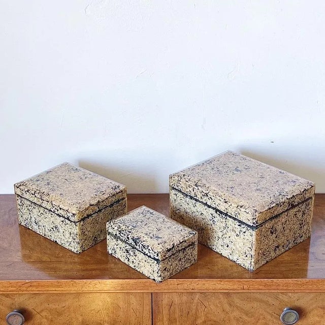 Cream Vintage Nesting Boxes of Acrylic Resin, a Set of Three (3) For Sale - Image 8 of 8