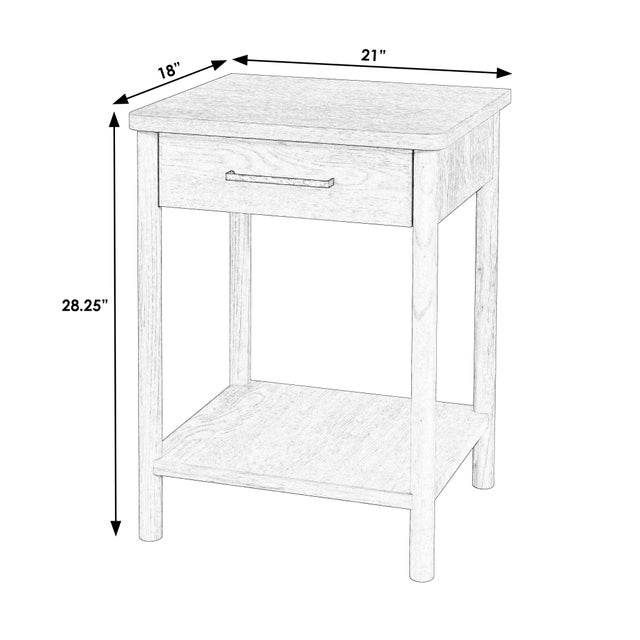 Modern Lennon 21 in. W Rectangular Wood 1 Drawer Rounded Leg Nightstand with Lower Open Shelf, Soft Brown For Sale - Image 3 of 8
