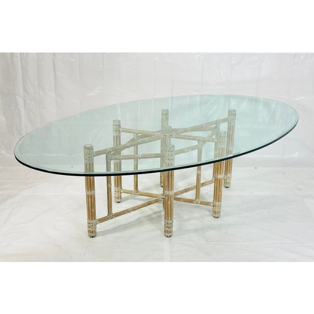 Vintage McGuire Bamboo Oval Dining Table With Six Matching Chairs, San Francisco For Sale - Image 13 of 18