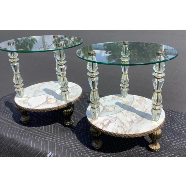 Hollywood Regency 1970s Vintage Two-Tier Side Tables From Germany - a Pair For Sale - Image 3 of 7