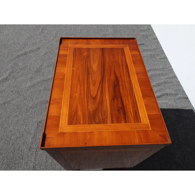 Wood Vintage Alfonso Marina Brown Side Table ~ Neoclassical Design Inlays Entry Table For Sale - Image 7 of 13