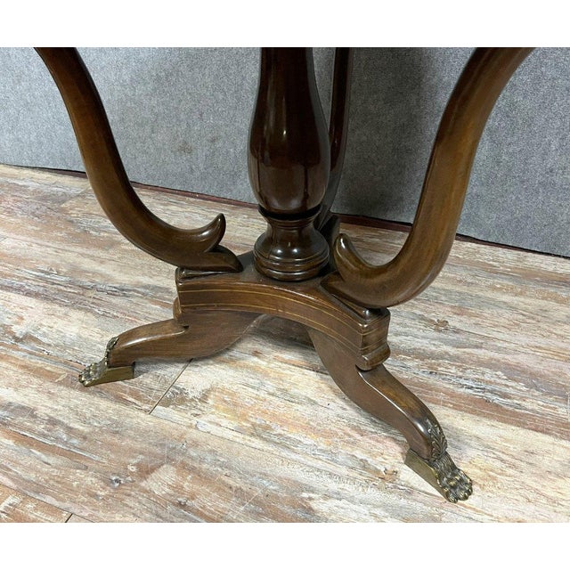 Wood Empire Lombard Table in Mahogany and Brass, 1820s For Sale - Image 7 of 8