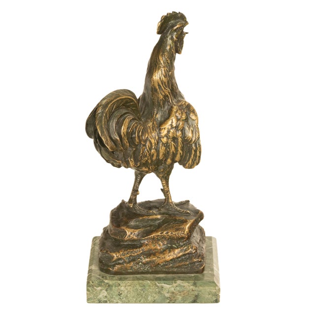 Antique French Bronze Animalier Sculpture Statue Rooster Cockerel Chicken by Louis-Albert Carvin, 1900 For Sale In Portland, OR - Image 6 of 14