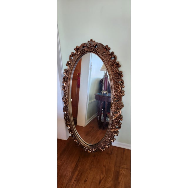 Mid Century Gold Acanthus Leaf Oval Wall Mirror For Sale - Image 4 of 8