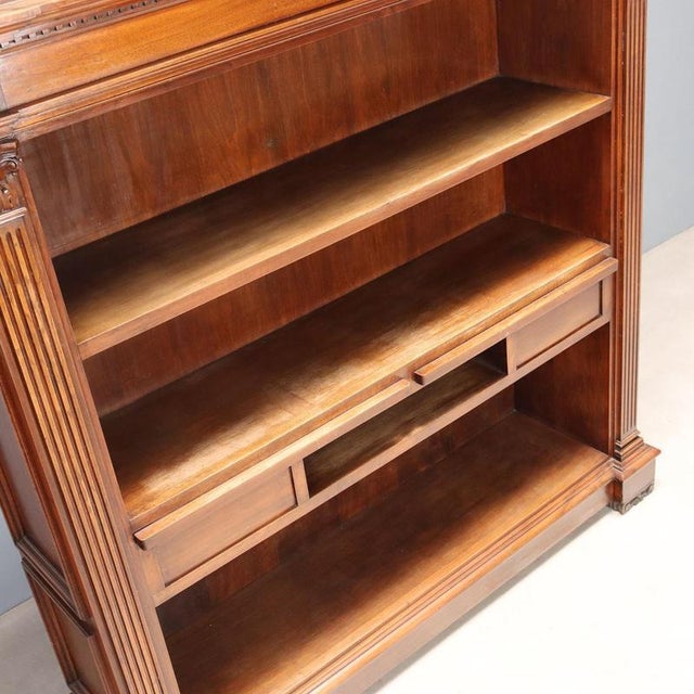 Brown Bookcase in Walnut with Corinthian Decorations For Sale - Image 8 of 10