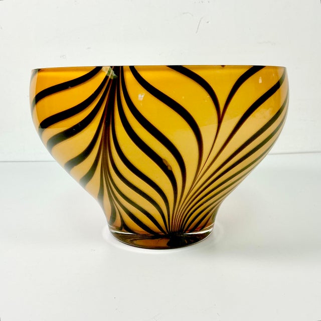 Vintage Home is pleased to present this gorgeous hand blown glass Tiger Striped Decorative Bowl. It’s from Poland, a...