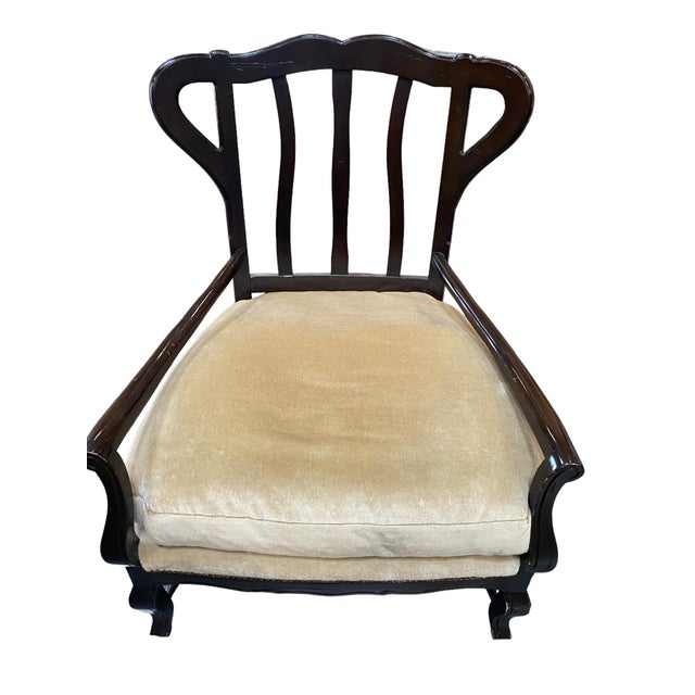 French Country Country French Wood Frame Club Chair & Ottoman For Sale - Image 3 of 12