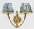 Gilt Wall With Two Socket Sconces With Green Shades For Sale In New York - Image 6 of 6