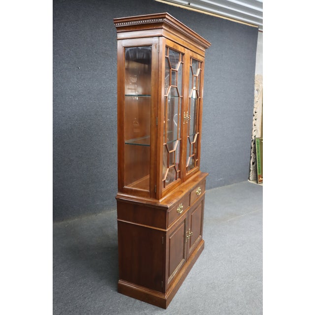 Stickley Cherry Two-Piece China Cabinet With Glass Doors For Sale - Image 11 of 15