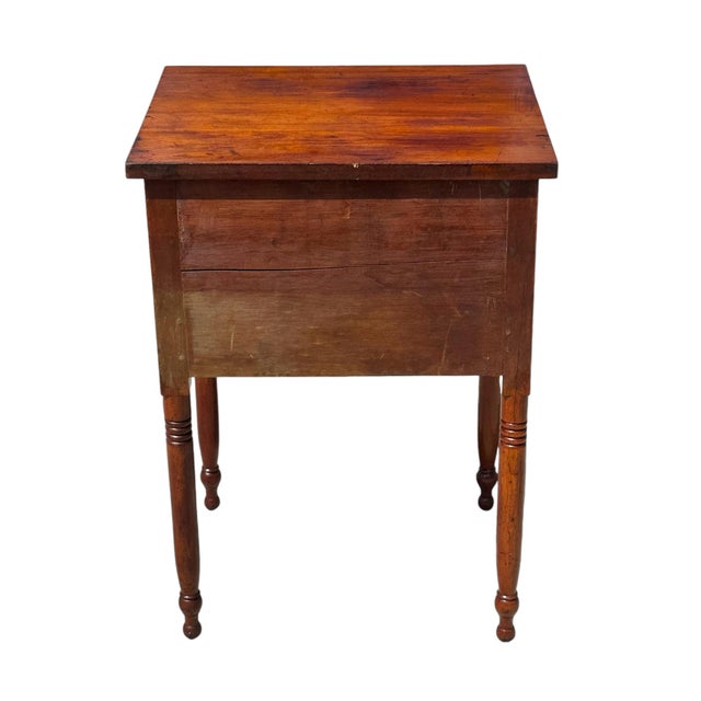 Early 19th Century Antique Federal New England Bird's Eye Maple & Cherry Two Drawer Work Table For Sale - Image 10 of 12