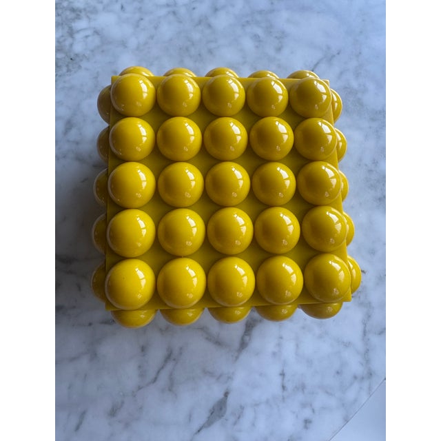 Yellow Bubble Resin and Wood Heavy Decorative Box With Lid For Sale - Image 10 of 12
