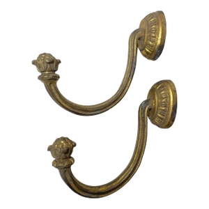 Pair of Antique 19th Century Gilt Bronze Ornate Victorian Wall Hooks Bracket