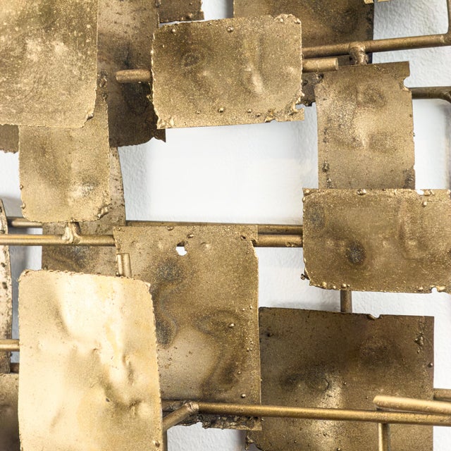 Brutalist Welded Steel & Brass Wall Sculpture in the Early Style of Curtis Jere, 1960s For Sale - Image 16 of 18