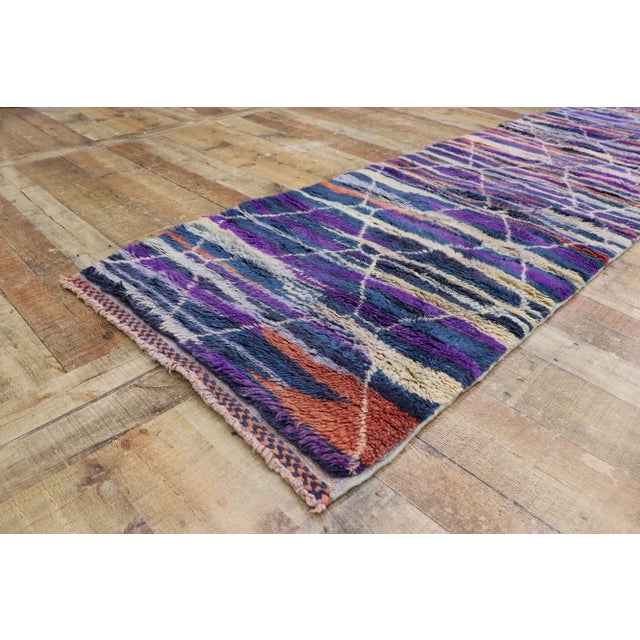 Berber Moroccan Runner Rug Inspired by Sol LeWitt - 02'07 X 13'05 For Sale In Dallas - Image 6 of 9